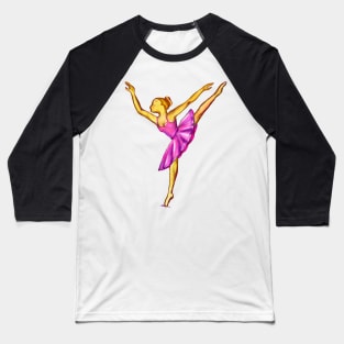 Dance golden ballerina statuette - dancing woman wearing purple pink tutu Baseball T-Shirt